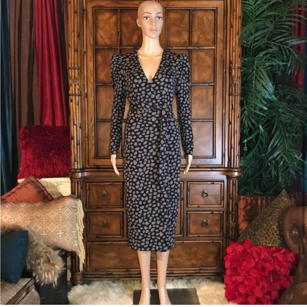 Ann Taylor Modern Giraffe Puff Shoulder Wrap Dress